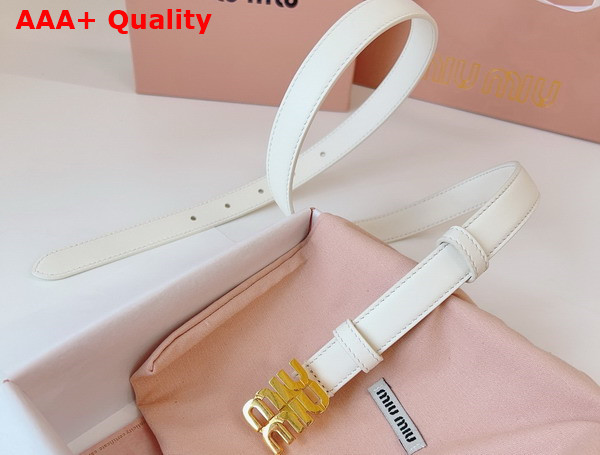 Miu Miu Leather Belt in White 5CC559 Replica