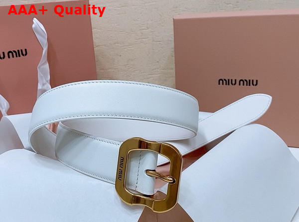 Miu Miu Leather Belt in White 5CC663 Replica