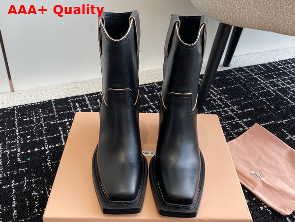 Miu Miu Leather Booties in Black Replica