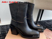 Miu Miu Leather Booties in Black Replica