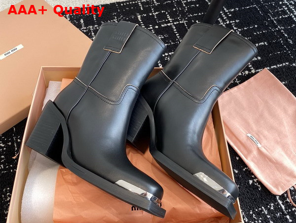 Miu Miu Leather Booties in Black Replica