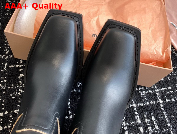 Miu Miu Leather Booties in Black Replica