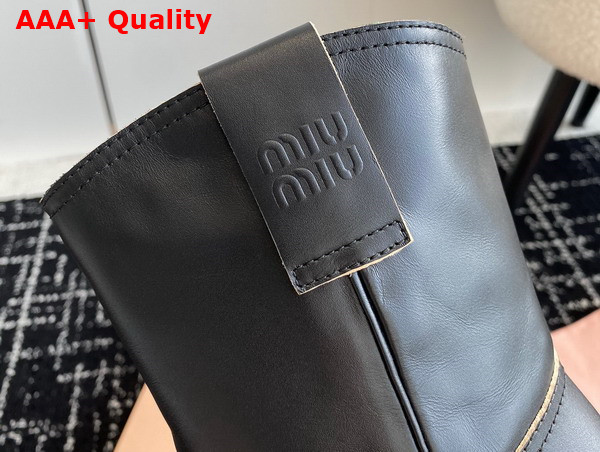 Miu Miu Leather Booties in Black Replica
