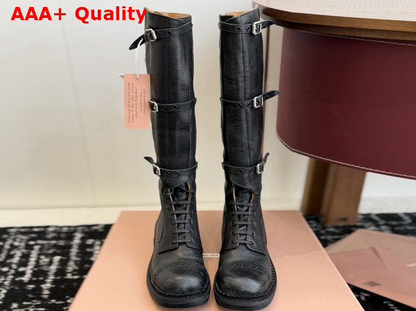 Miu Miu Leather Boots in Black 5W315E Replica