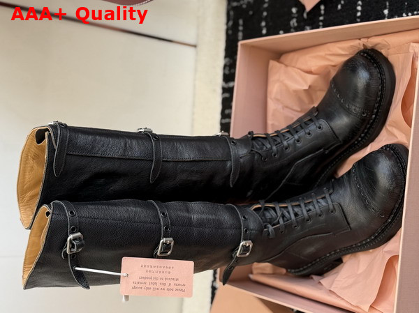 Miu Miu Leather Boots in Black 5W315E Replica