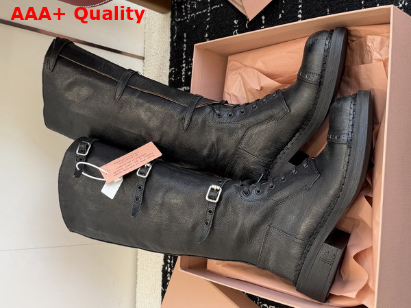 Miu Miu Leather Boots in Black 5W315E Replica