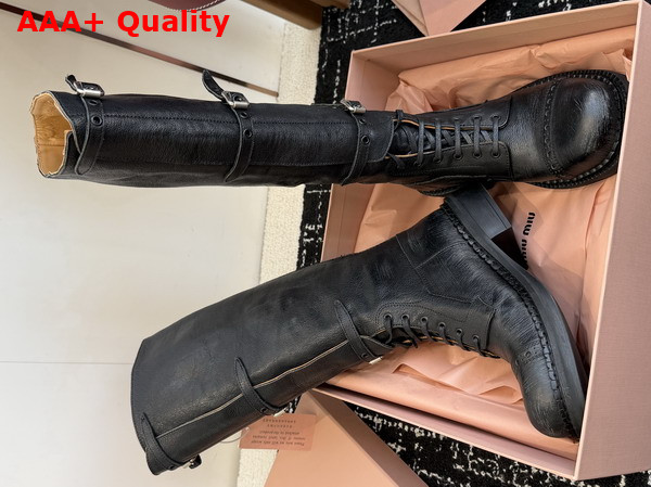 Miu Miu Leather Boots in Black 5W315E Replica