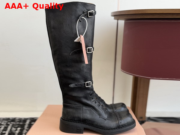 Miu Miu Leather Boots in Black 5W315E Replica