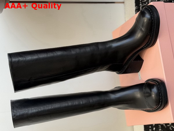 Miu Miu Leather Boots in Black 5W493E Replica