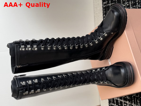 Miu Miu Leather Boots in Black Inspired by a Miu Miu Archive Style 5W798E Replica