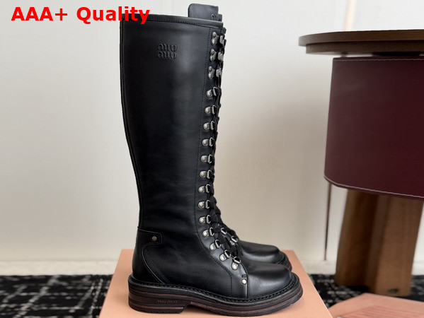 Miu Miu Leather Boots in Black Inspired by a Miu Miu Archive Style 5W798E Replica