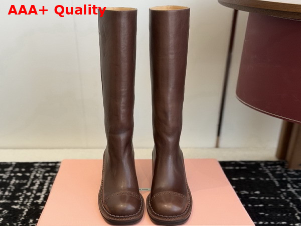 Miu Miu Leather Boots in Briarwood 5W493E Replica