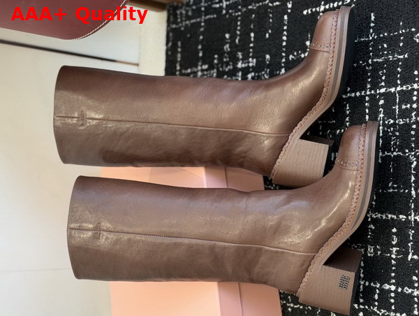 Miu Miu Leather Boots in Briarwood 5W493E Replica