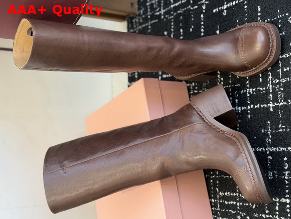 Miu Miu Leather Boots in Briarwood 5W493E Replica