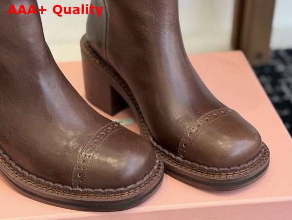 Miu Miu Leather Boots in Briarwood 5W493E Replica