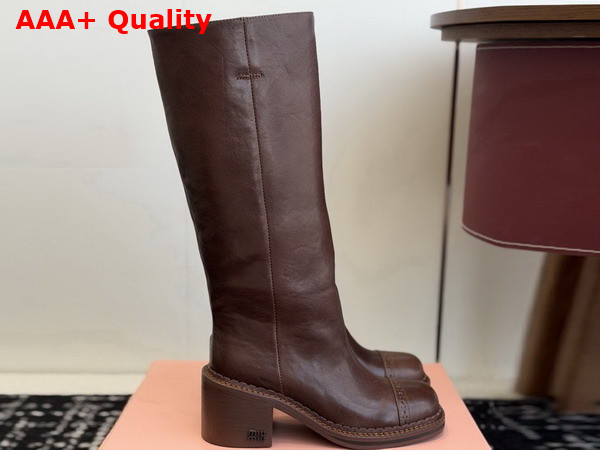 Miu Miu Leather Boots in Briarwood 5W493E Replica