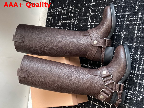 Miu Miu Leather Boots in Brown Grained Leather Replica