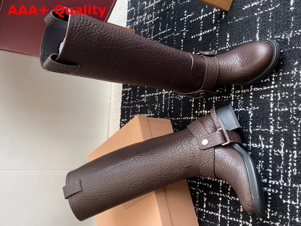 Miu Miu Leather Boots in Brown Grained Leather Replica