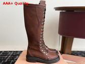 Miu Miu Leather Boots in Brown Inspired by a Miu Miu Archive Style 5W798E Replica