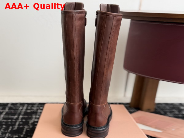 Miu Miu Leather Boots in Brown Inspired by a Miu Miu Archive Style 5W798E Replica