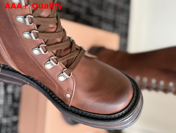 Miu Miu Leather Boots in Brown Inspired by a Miu Miu Archive Style 5W798E Replica
