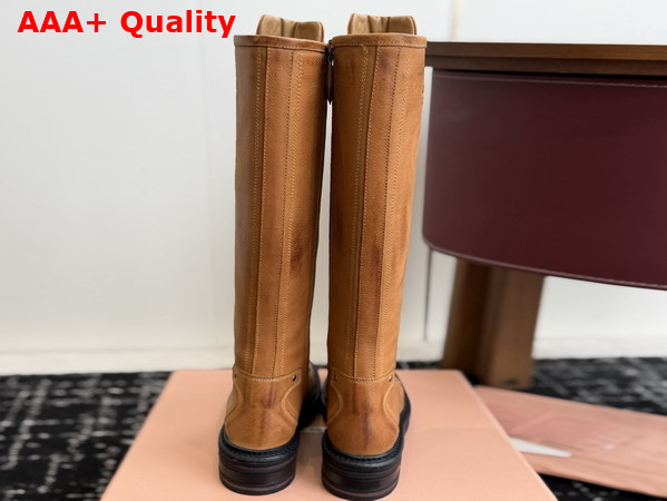Miu Miu Leather Boots in Cognac Inspired by a Miu Miu Archive Style 5W798E Replica