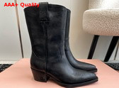 Miu Miu Leather Boots with Vintage Effect in Black 5U349E Replica