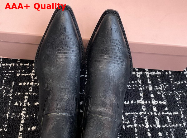 Miu Miu Leather Boots with Vintage Effect in Black 5U349E Replica