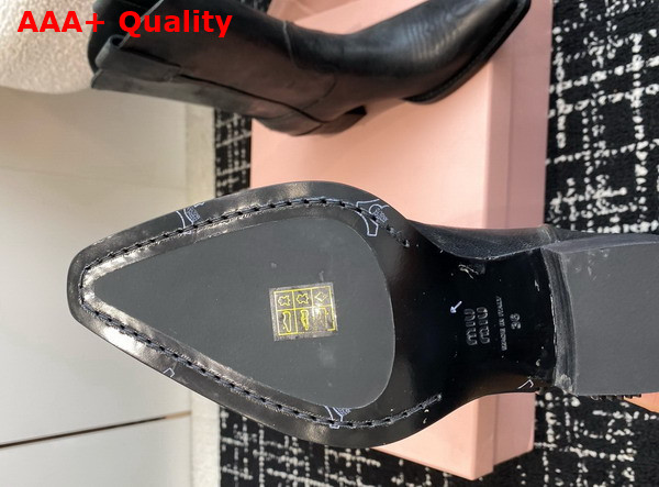 Miu Miu Leather Boots with Vintage Effect in Black 5U349E Replica