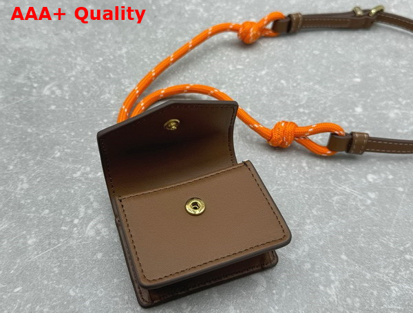Miu Miu Leather Cord and Metal Trick with Mini Pouch Cognac and Orange 5TL515 Replica