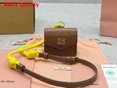 Miu Miu Leather Cord and Metal Trick with Mini Pouch Cognac and Yellow 5TL515 Replica