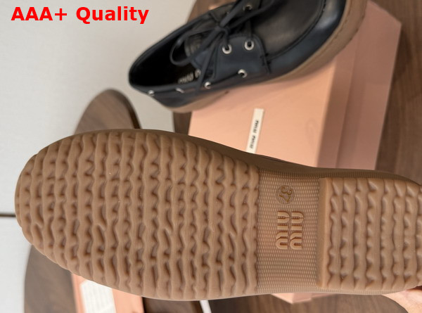 Miu Miu Leather Deck Shoes in Black 5D793E Replica
