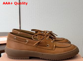 Miu Miu Leather Deck Shoes in Caramel 5D793E Replica