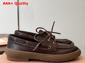 Miu Miu Leather Deck Shoes in Coffee 5D793E Replica