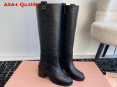 Miu Miu Leather High Boots in Black 5W967D Replica