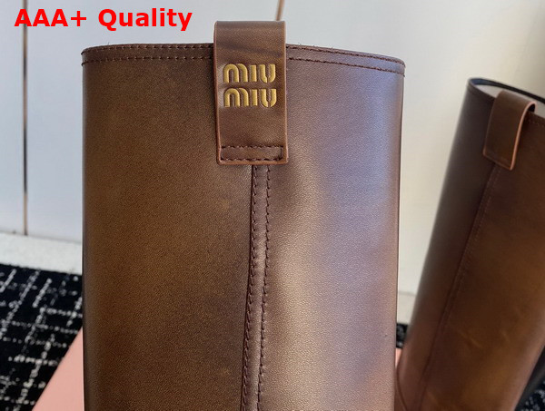 Miu Miu Leather High Boots in Brown 5W967D Replica