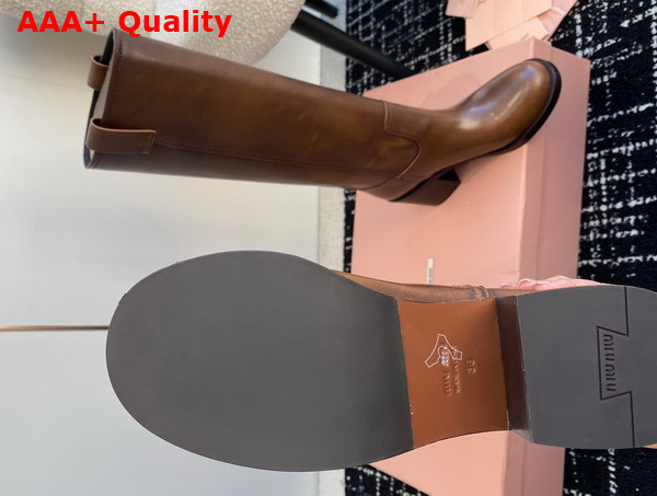 Miu Miu Leather High Boots in Brown 5W967D Replica