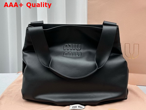 Miu Miu Leather Hobo Bag in Black 5BC119 Replica