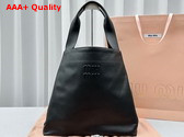 Miu Miu Leather Hobo Bag in Black 5BC119 Replica