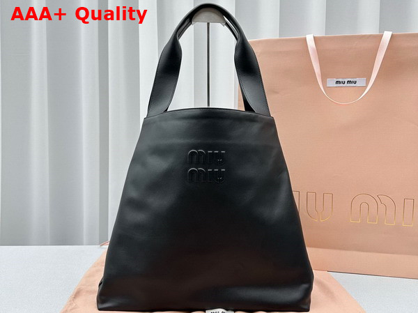 Miu Miu Leather Hobo Bag in Black 5BC119 Replica