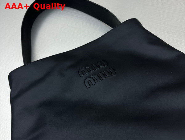 Miu Miu Leather Hobo Bag in Black 5BC154 Replica