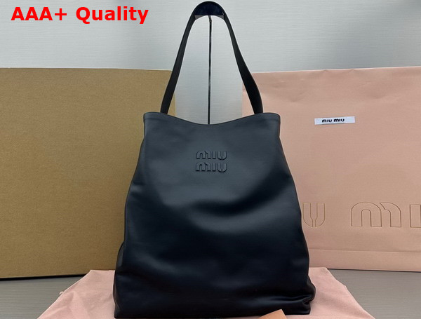 Miu Miu Leather Hobo Bag in Black 5BC154 Replica