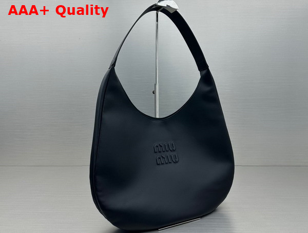 Miu Miu Leather Hobo Bag in Black 5BC155 Replica
