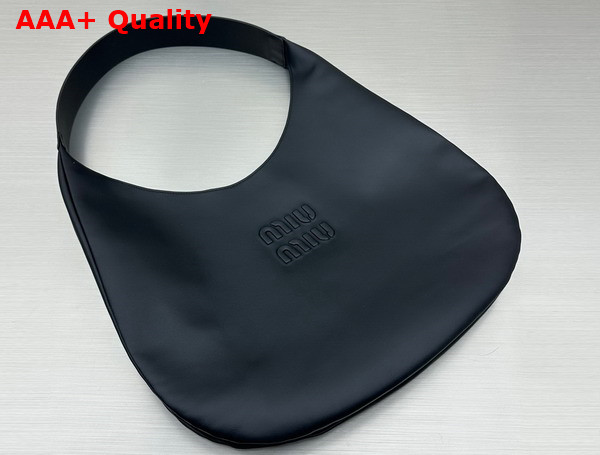 Miu Miu Leather Hobo Bag in Black 5BC155 Replica