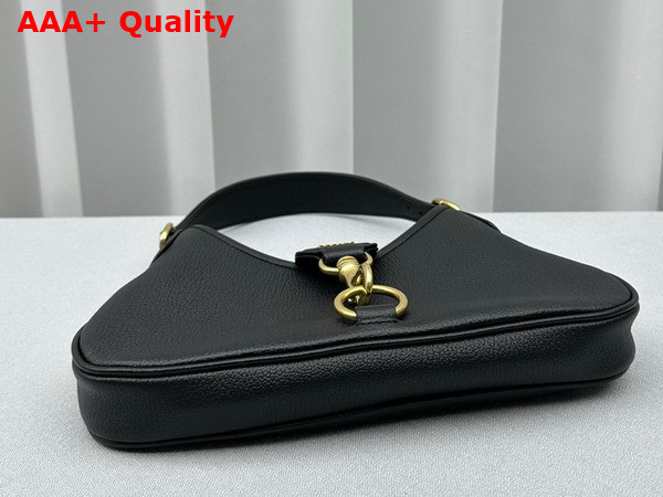 Miu Miu Leather Hobo Bag in Black Goatskin with Snap Hook Replica