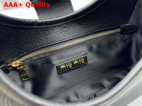 Miu Miu Leather Hobo Bag in Black Goatskin with Snap Hook Replica