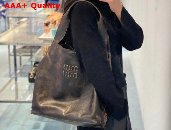 Miu Miu Leather Hobo Bag in Brown 5BC119 Replica