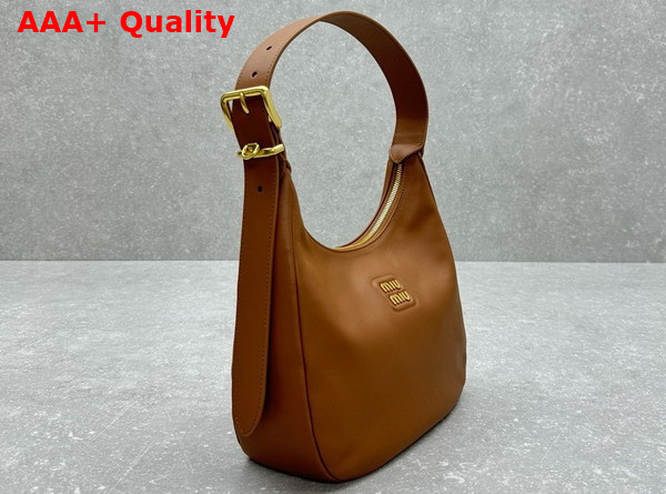 Miu Miu Leather Hobo Bag in Cognac 5BC177 Replica