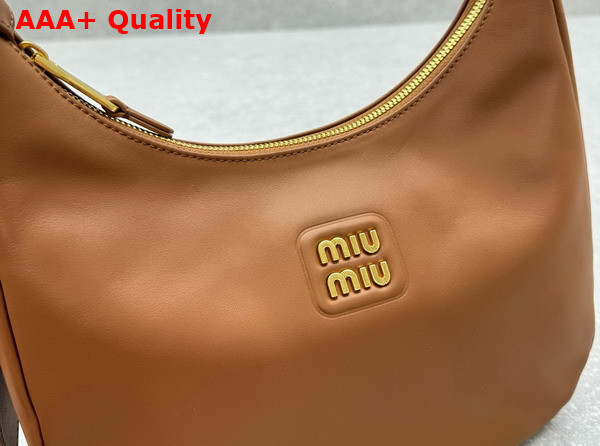Miu Miu Leather Hobo Bag in Cognac 5BC177 Replica