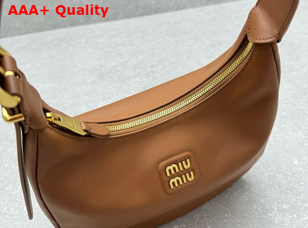 Miu Miu Leather Hobo Bag in Cognac 5BC177 Replica